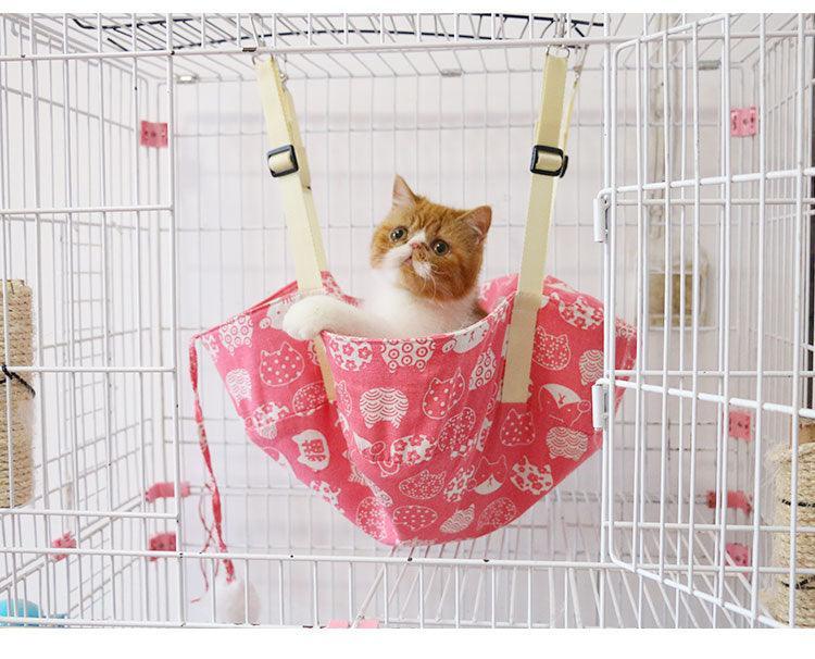 CozyCat cotton cat hammock bed in a square fabric design for comfortable feline window lounging — view 2