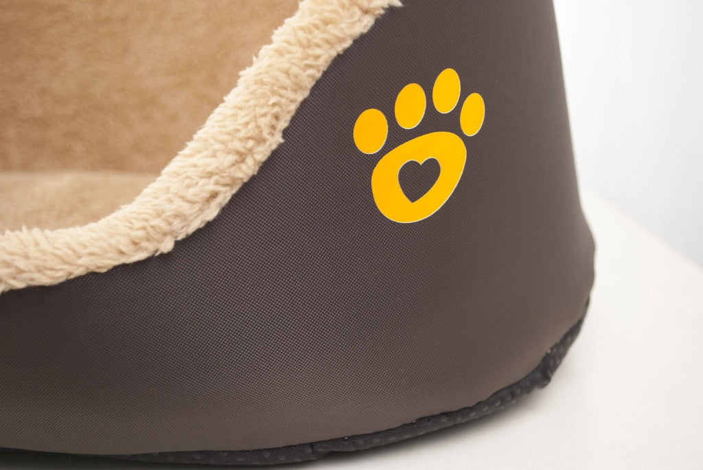 Brown plush round CozyPaws dog bed made of soft fleece and Oxford fabric — view 5