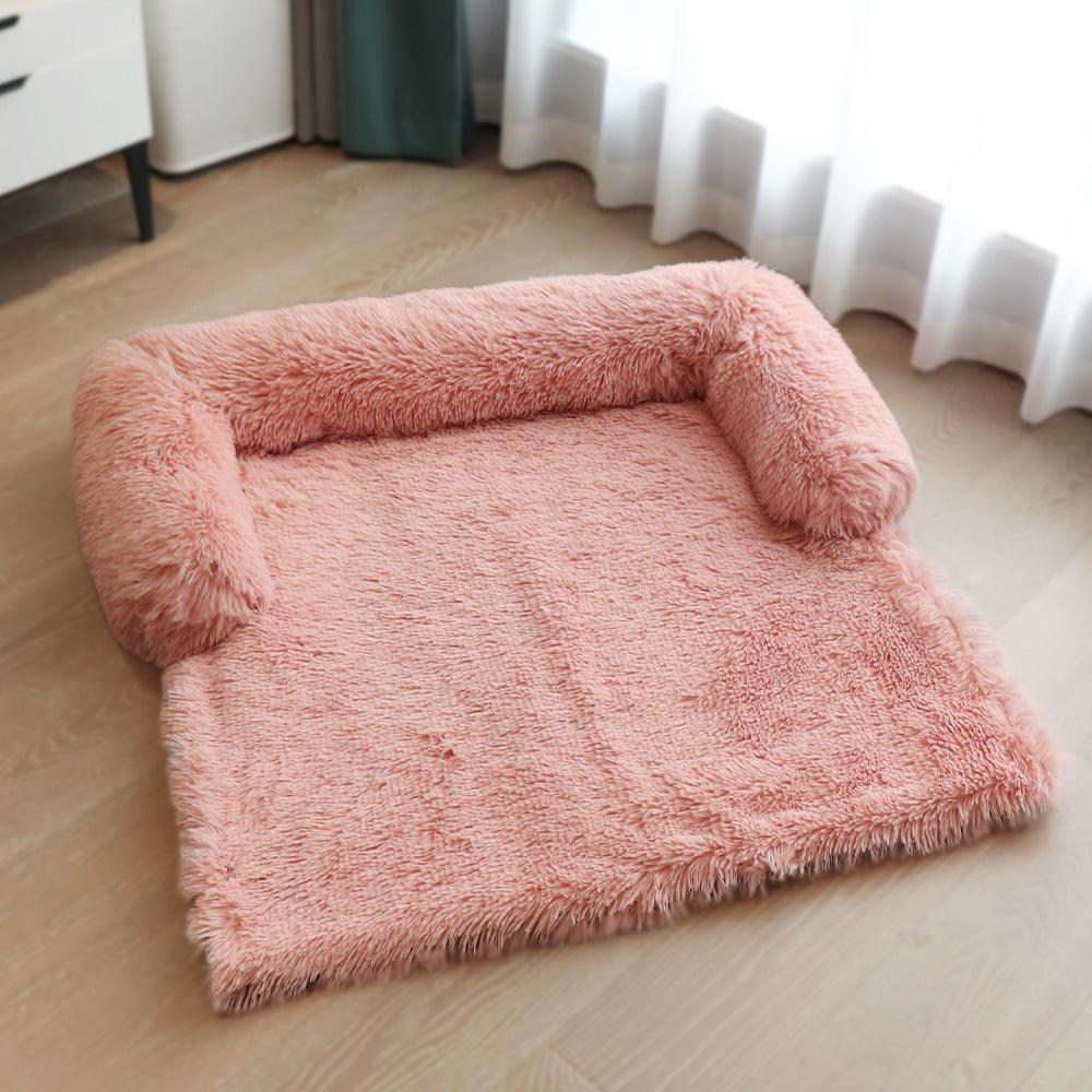 CozyPaws velvet convertible pet dog bed mat with raised button sides in shaved gray — view 4