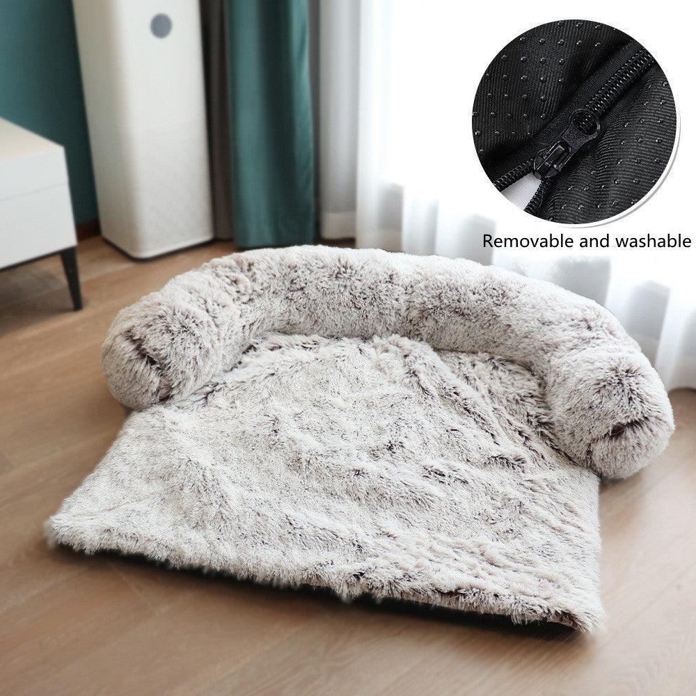 CozyPaws velvet convertible pet dog bed mat with raised button sides in shaved gray — view 5