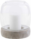 Cantanhede ceramic outdoor candle holder in white and camel traditional farmhouse style.