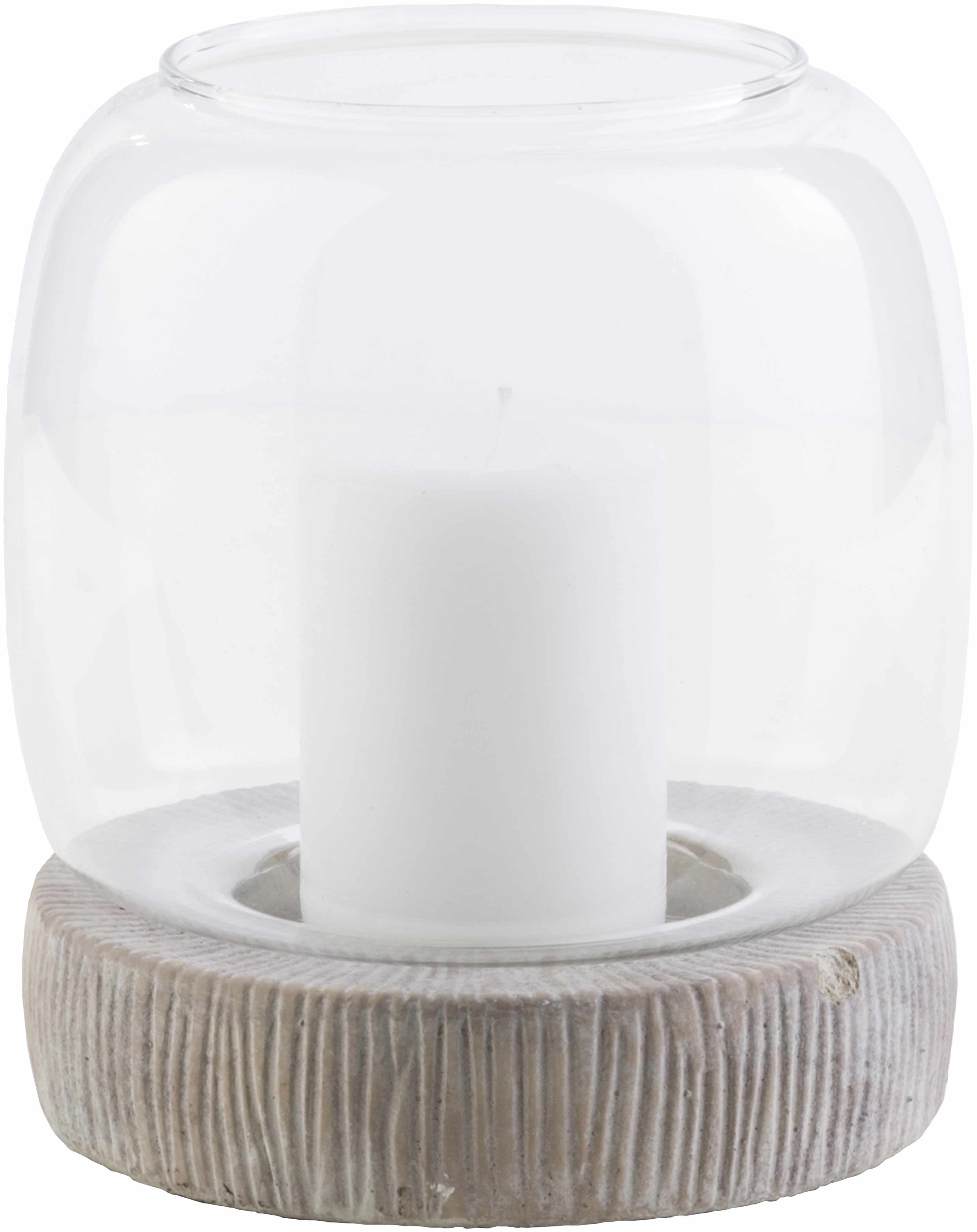 Cantanhede ceramic outdoor candle holder in white and camel traditional farmhouse style.
