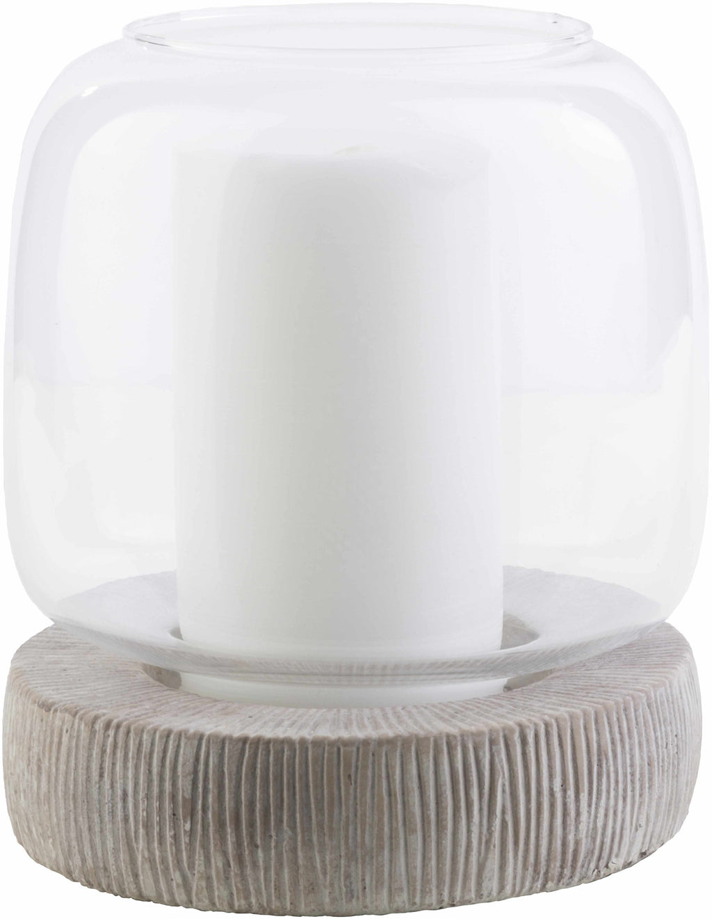 Cantanhede ceramic outdoor candle holder in white and camel traditional farmhouse style. — view 4