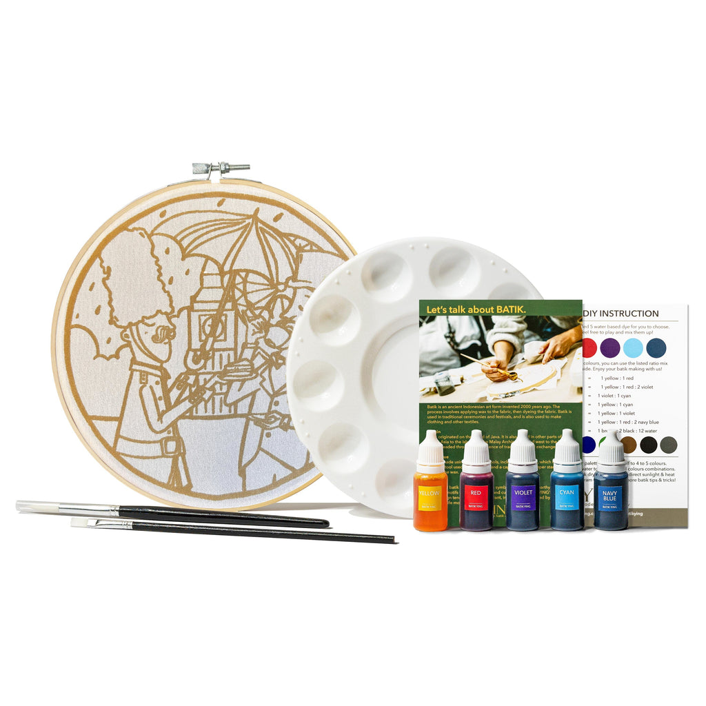 Cream Tea DIY Batik Craft Kit featuring a pre-waxed teapot design on a bamboo ring — view 4