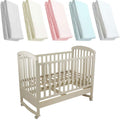 Pack of four white 100% cotton jersey fitted crib sheets for standard 40x90cm baby mattresses