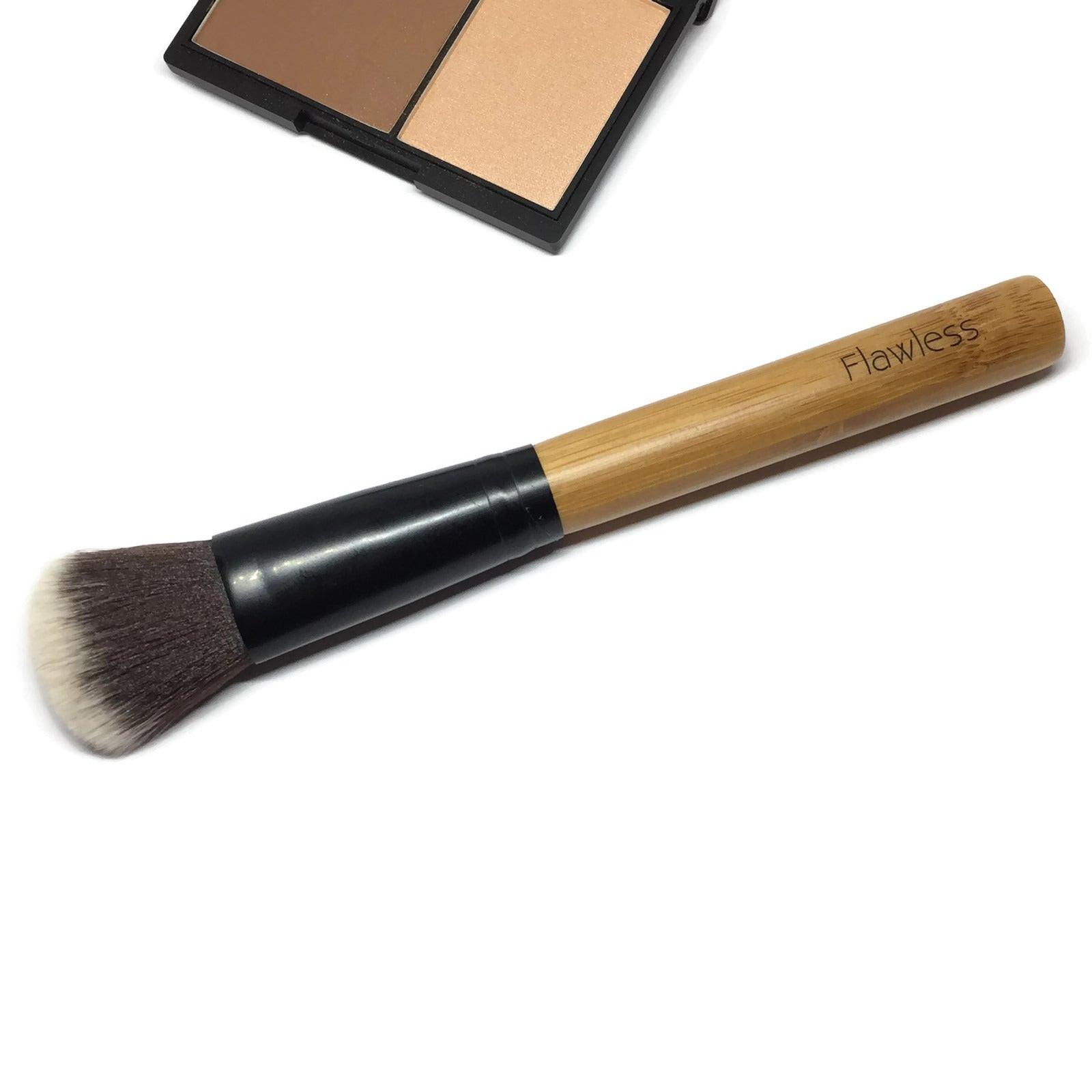 Vegan contour makeup brush with angled soft bristles and a natural bamboo handle — view 2