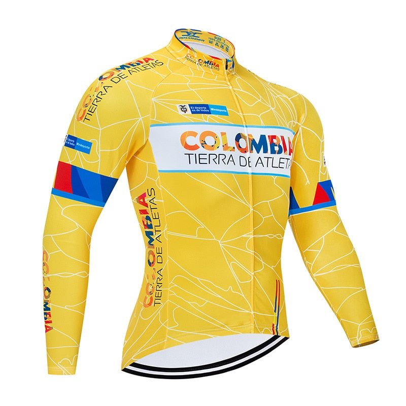 Colombia men's long sleeve cycling jersey and 9D padded bib set in quick-dry fabric. — view 5