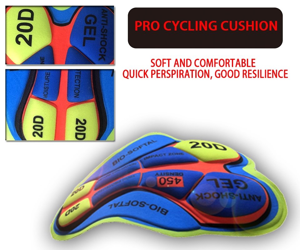 Men's professional cycling jersey set with short sleeves and padded bib shorts in vibrant colors — view 3