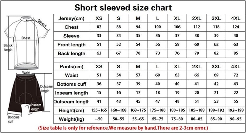 Men's professional cycling jersey set with short sleeves and padded bib shorts in vibrant colors — view 5