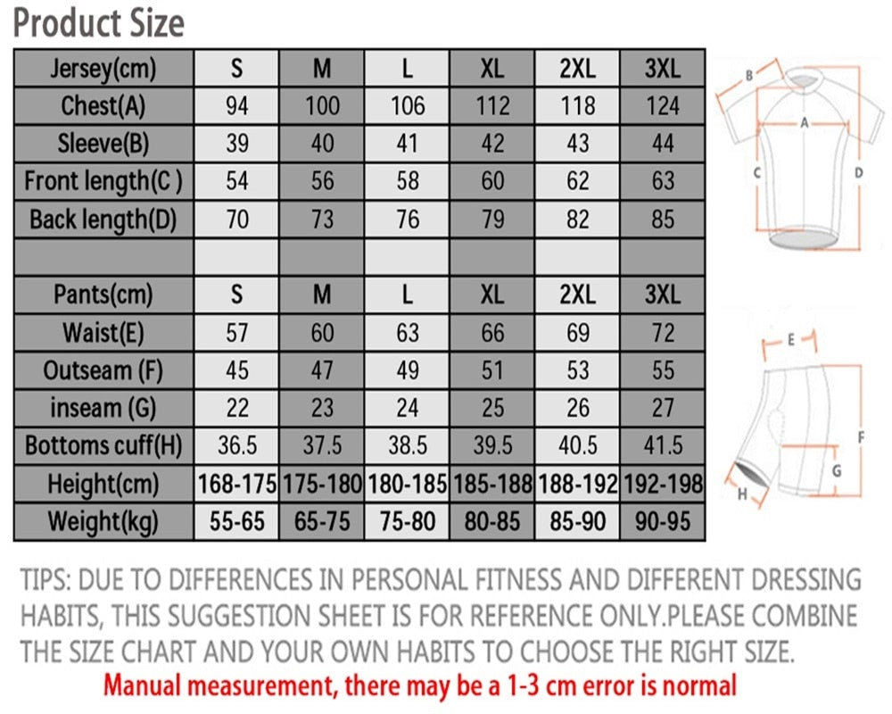 Men's professional cycling jersey set with short sleeves and padded bib shorts in vibrant colors — view 2