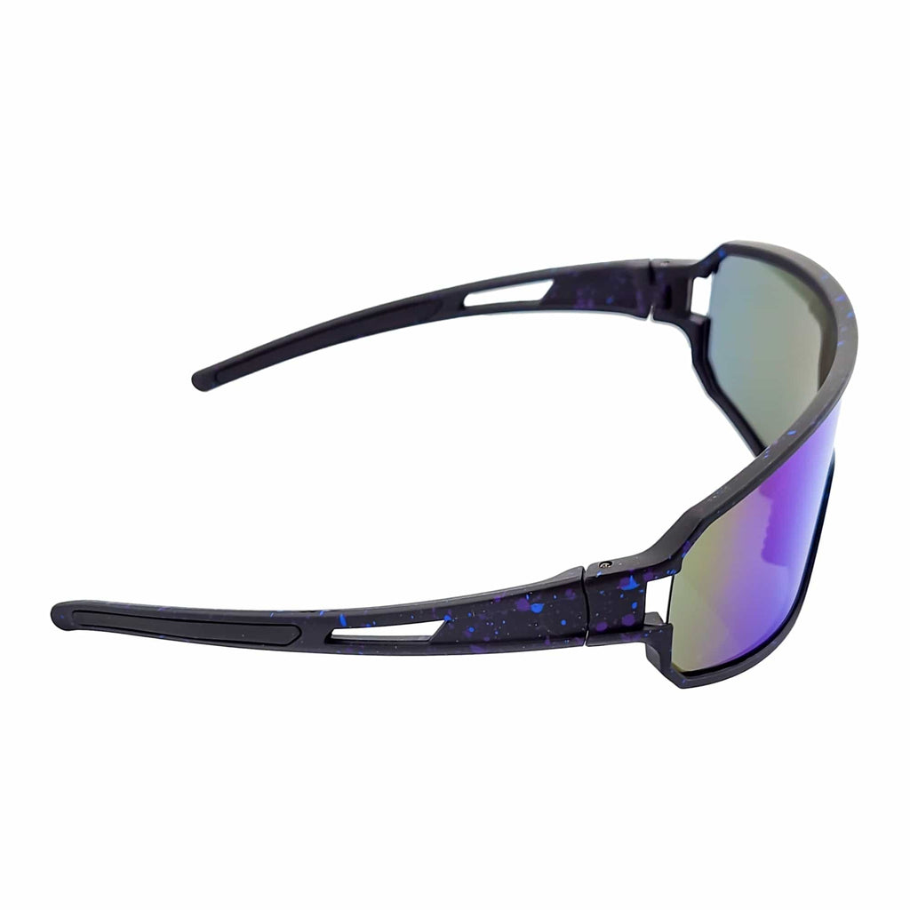 CYCLONE - Rectangle Shield Sunglasses Matte Black Blue Mirror-4