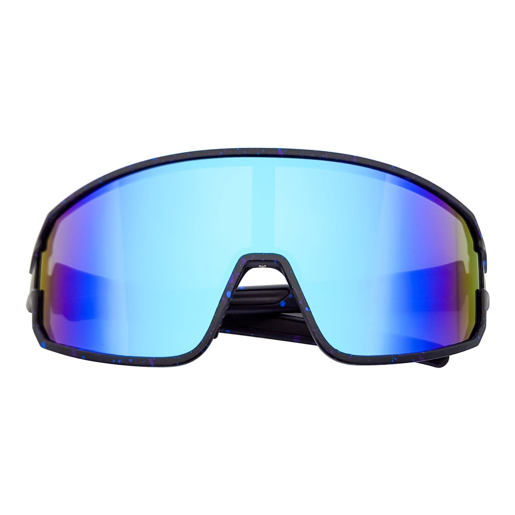 CYCLONE - Rectangle Shield Sunglasses Matte Black Blue Mirror-2
