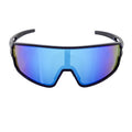 CYCLONE - Rectangle Shield Sunglasses Matte Black Blue Mirror-0
