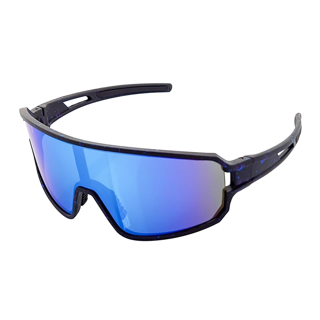 CYCLONE - Rectangle Shield Sunglasses Matte Black Blue Mirror-1