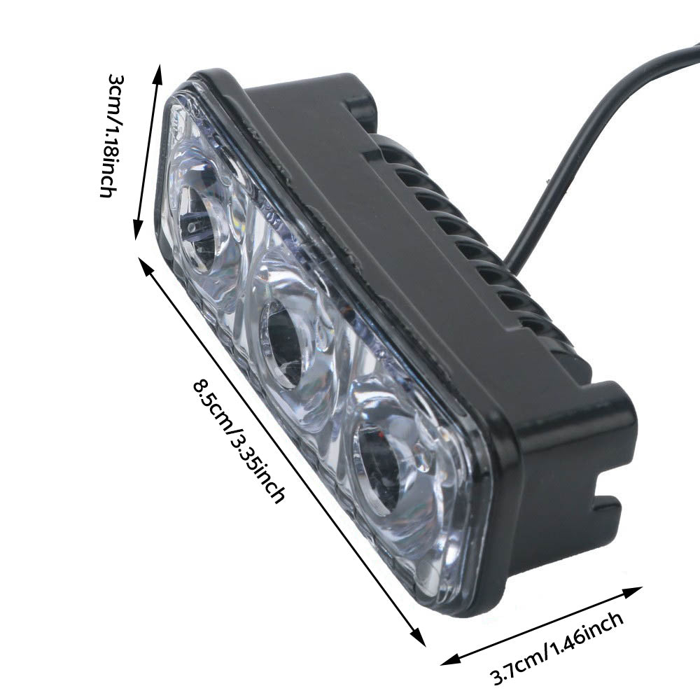 Black aluminum 3-LED daytime running lights with cool white beams and adjustable mounting brackets — view 5