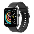 Black waterproof fitness tracker smartwatch displaying a custom high-resolution digital watch face