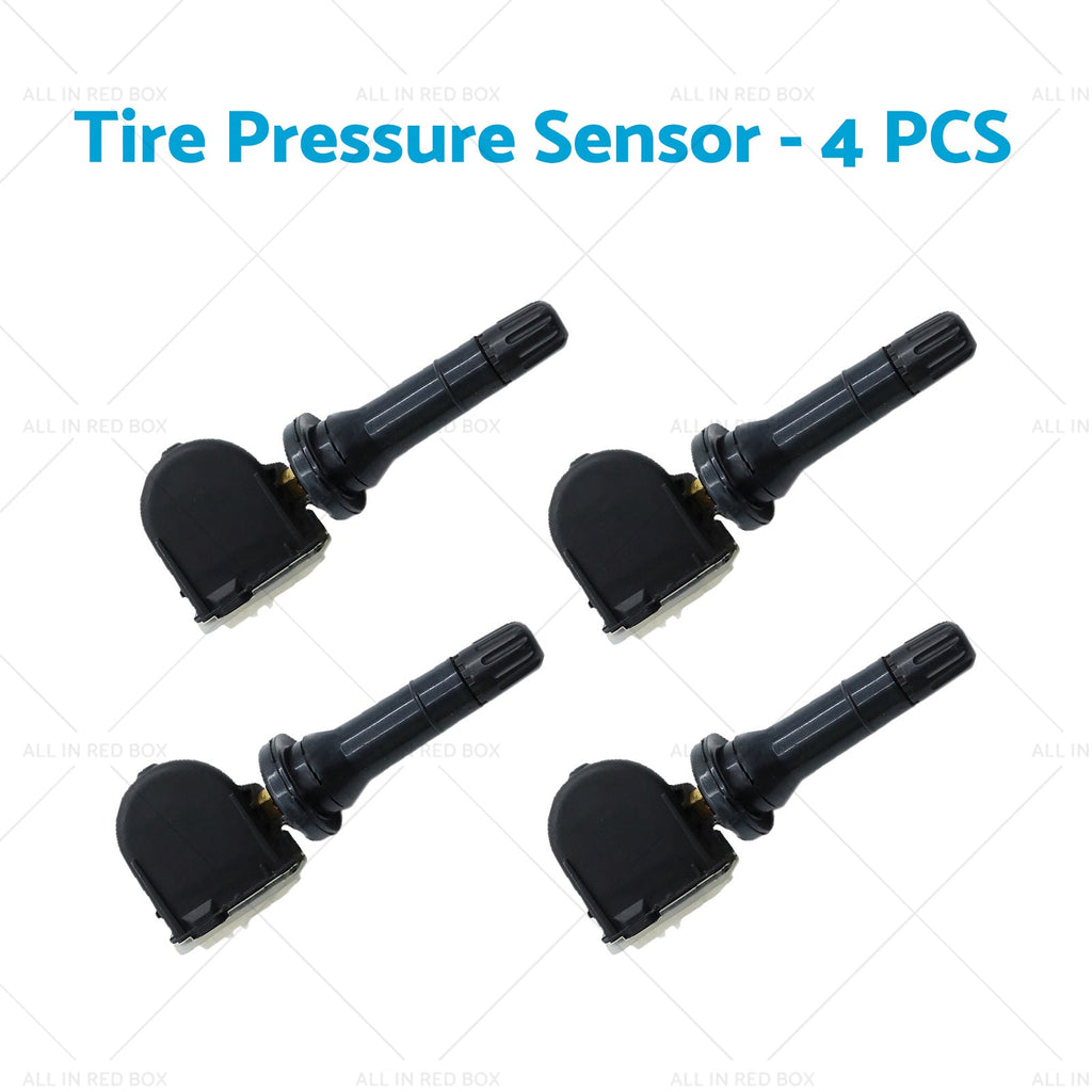 Four black metal and plastic tire pressure monitoring sensors for vehicle wheels — view 2