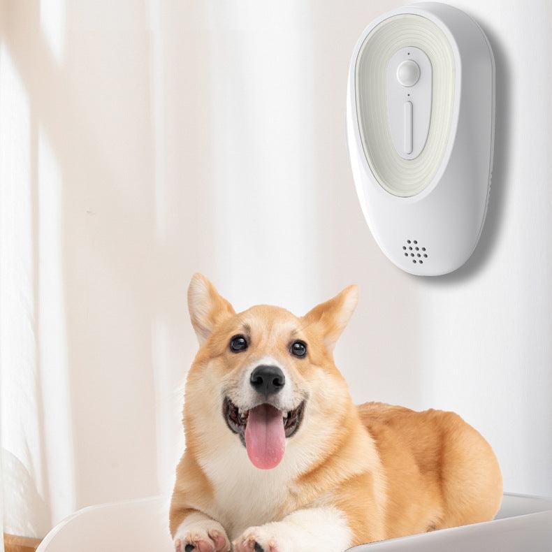 White compact USB pet fresh air odor eliminator and deodorizer for cat litter boxes — view 5