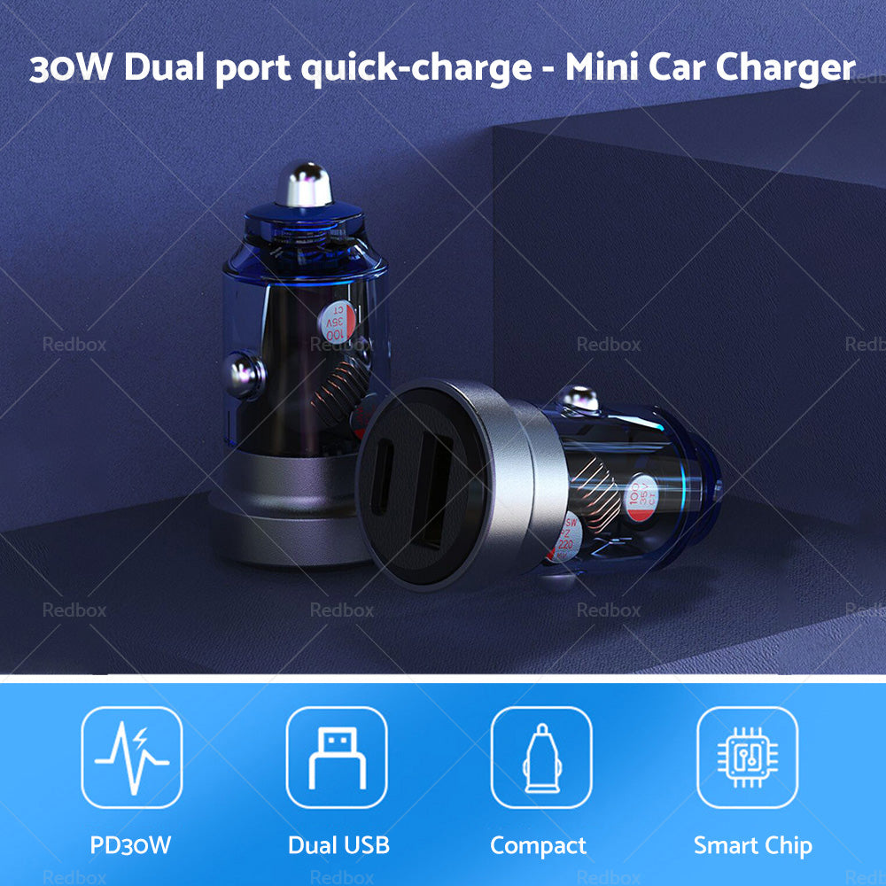 Ultra-compact 54W dual port USB-C and USB-A aluminum car charger adapter — view 2