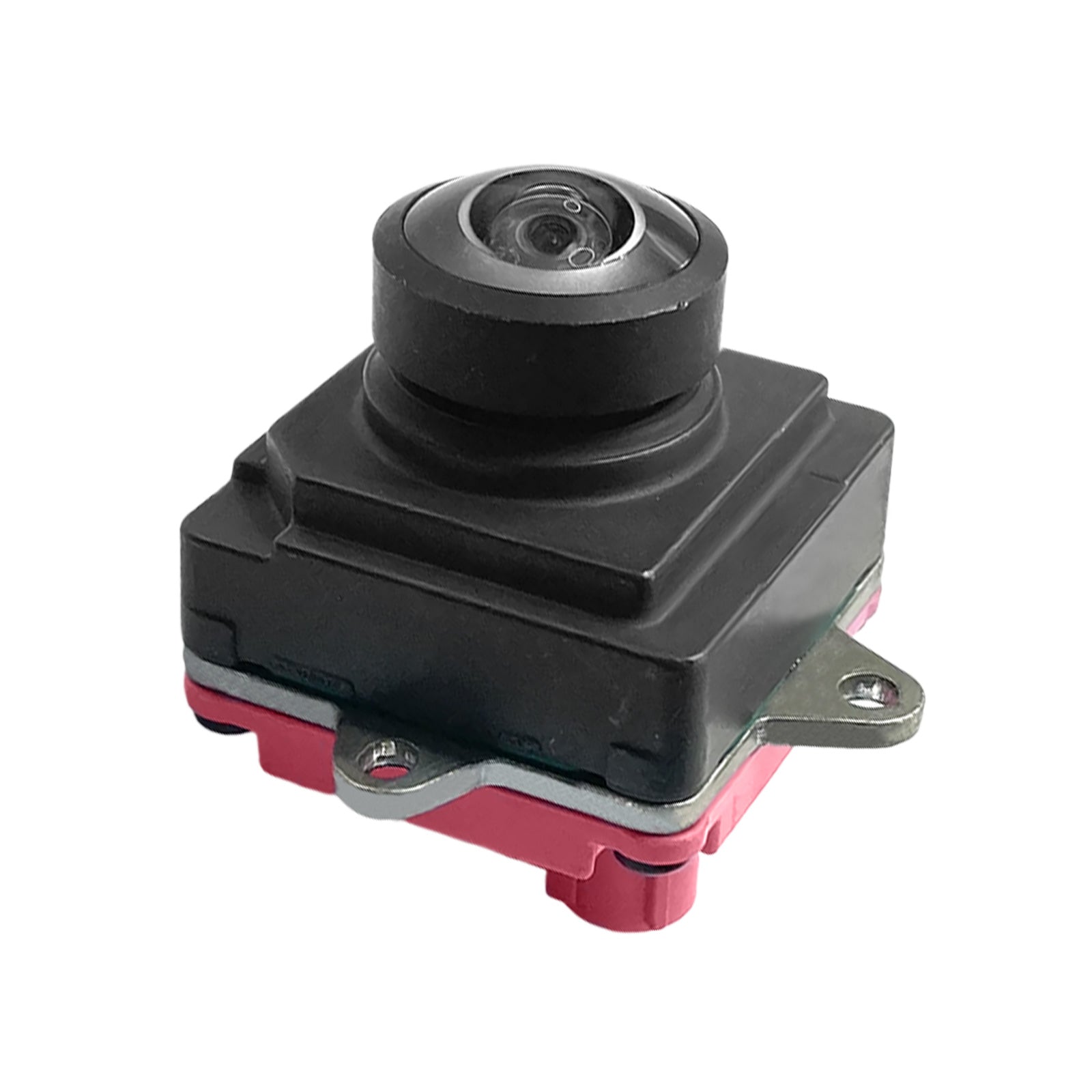 Rear view backup camera in black metal housing with mounting bracket and wiring cables — view 5