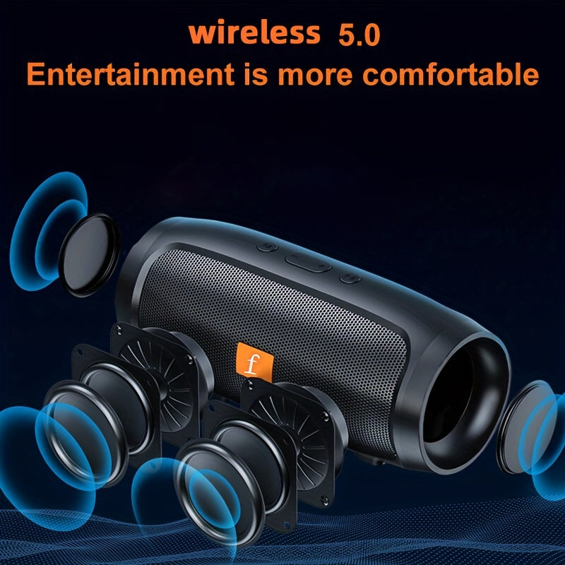 Black compact outdoor wireless bluetooth speaker with shockproof design — view 5