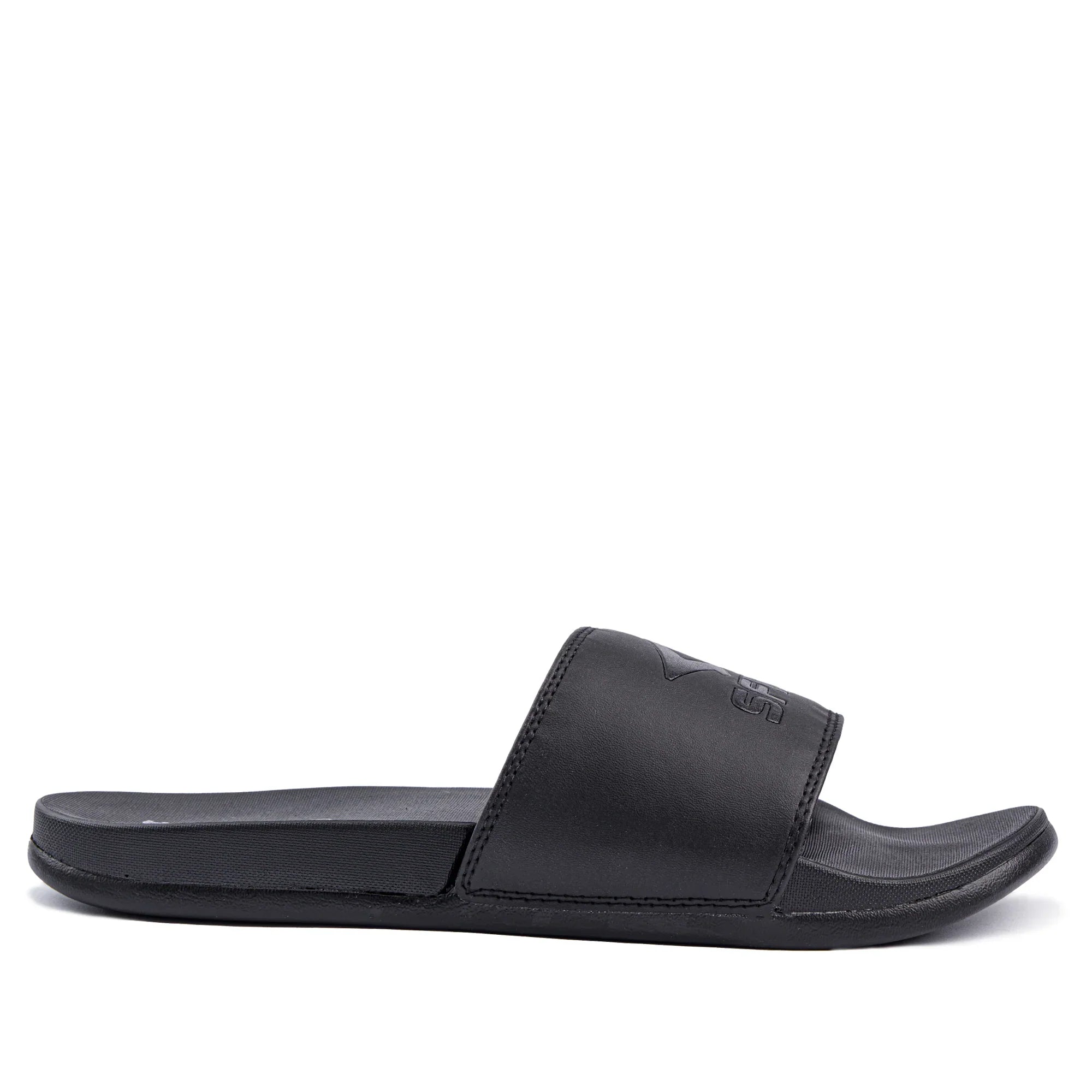 Black Laze men's slides with foam padded sole for casual comfort and everyday active lifestyles