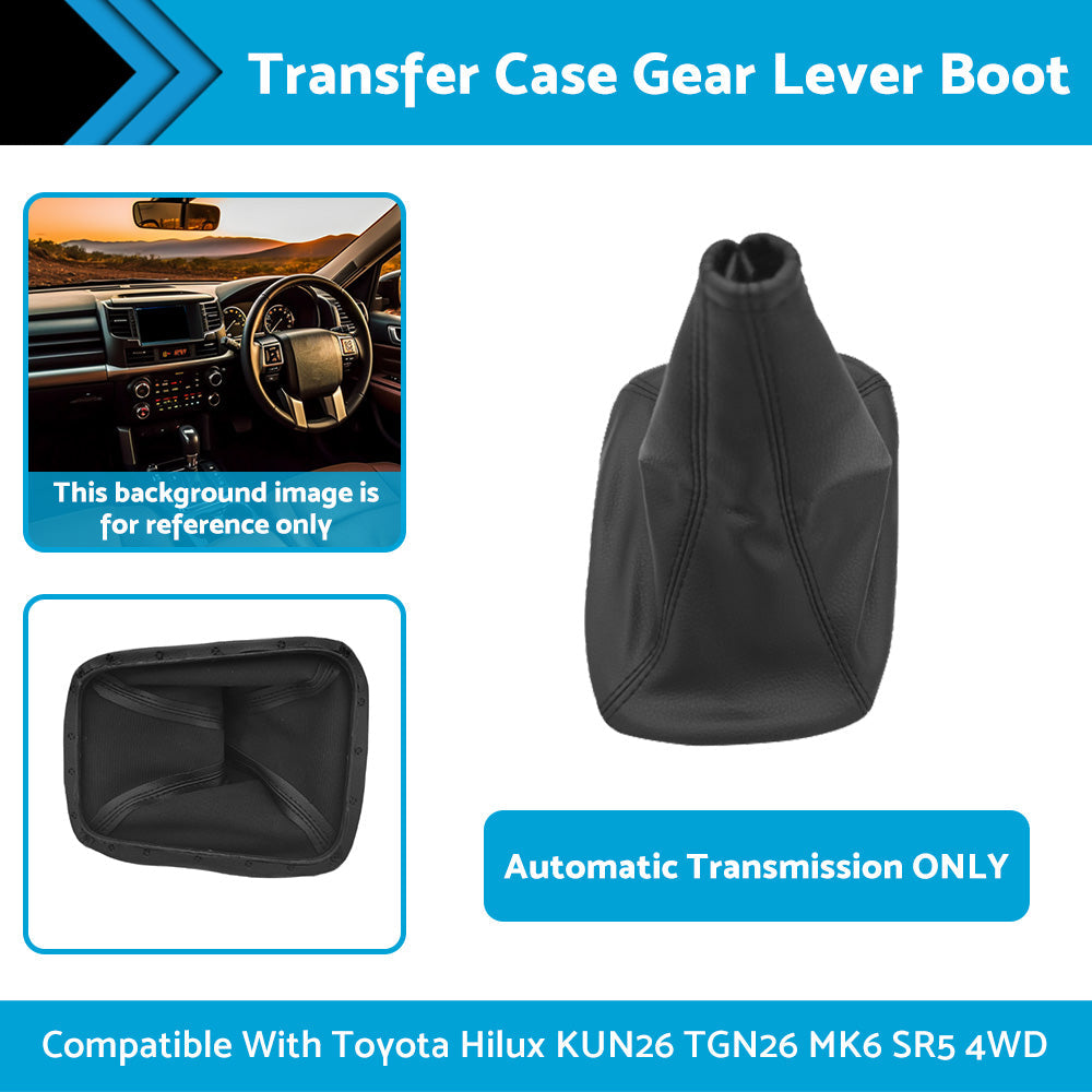 Black PU transfer case gear lever boot replacement part for Toyota Hilux automatic transmission interior — view 5