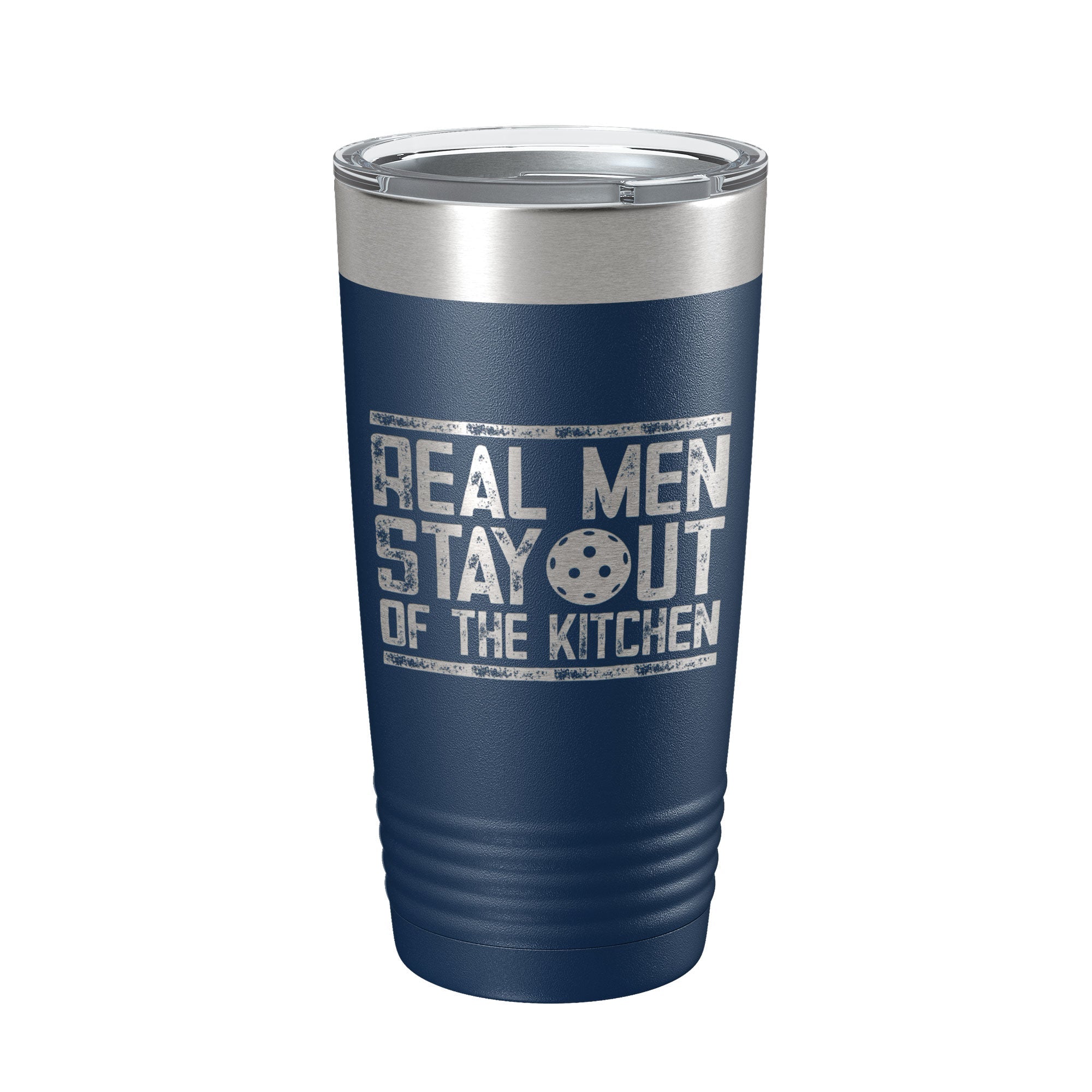 Funny 20 oz insulated stainless steel pickleball tumbler with clear lid and laser engraved text — view 3
