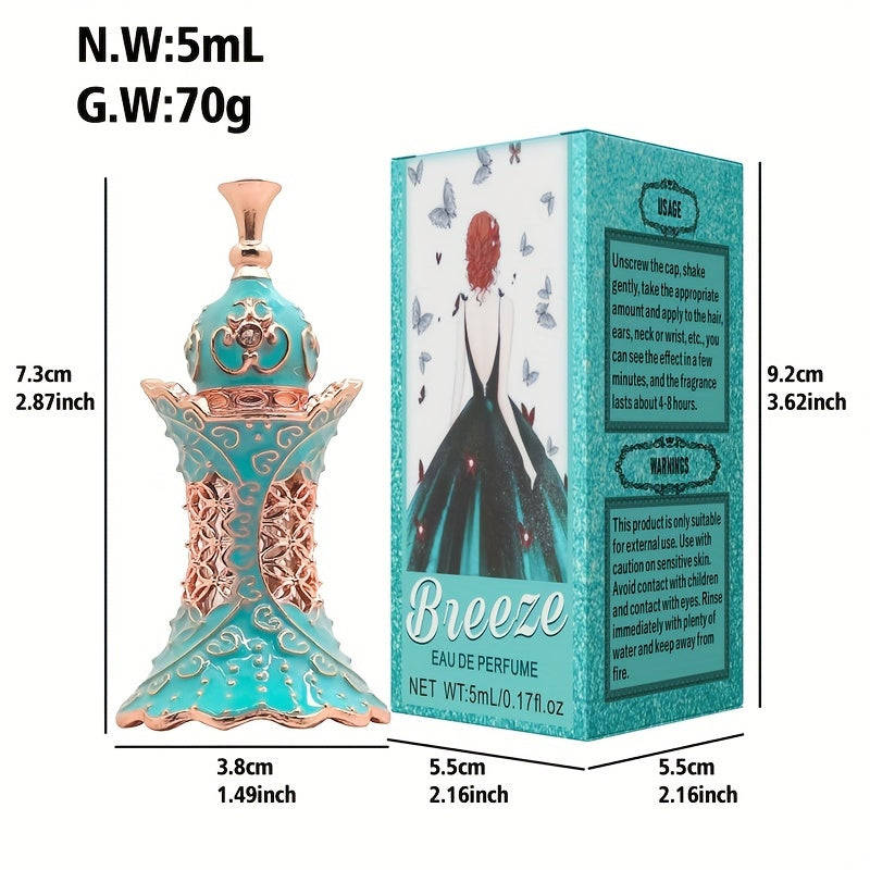 NNETM women's travel perfume in an elegant blue and green 5ml glass bottle with box — view 5