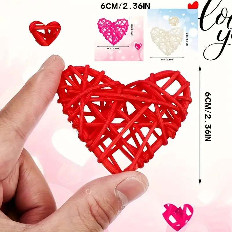 Heart-shaped willow vine vase fillers in white, pink, and red for romantic home decorations — view 3