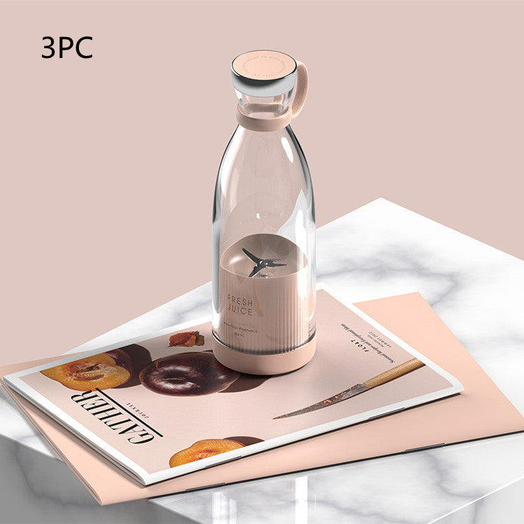 Portable electric blender cup in white with stainless steel blades and USB charging stand — view 4