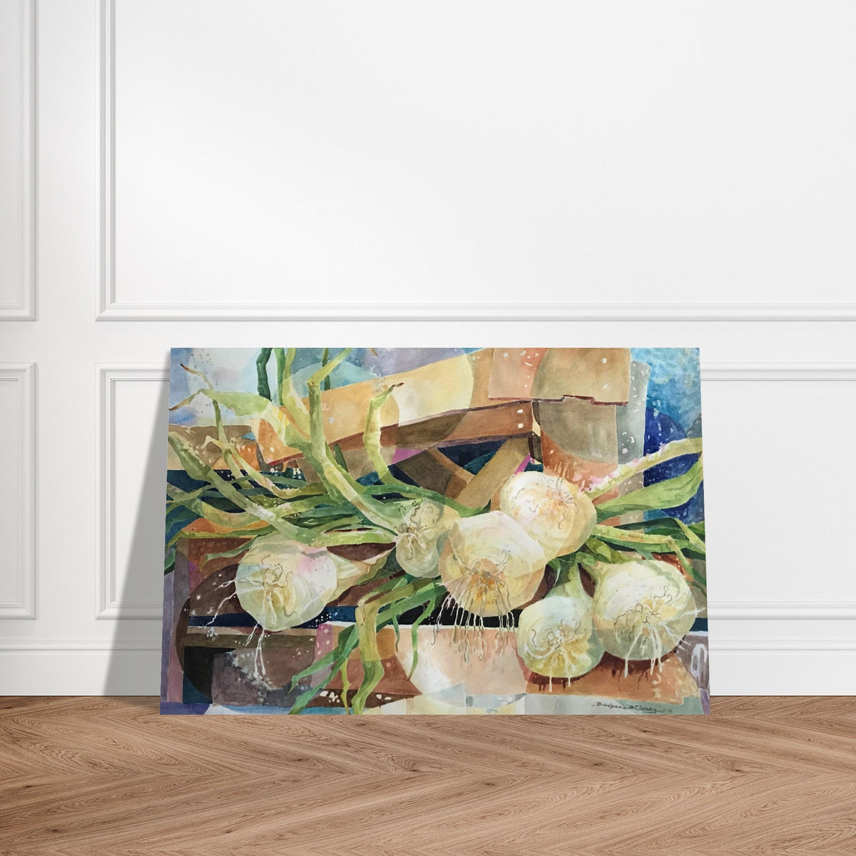 'Onions' Still Life Watercolor I 12x18 Museum-Quality Matte Paper Poster | Original Artwork by American Artist Barbara Cleary-0