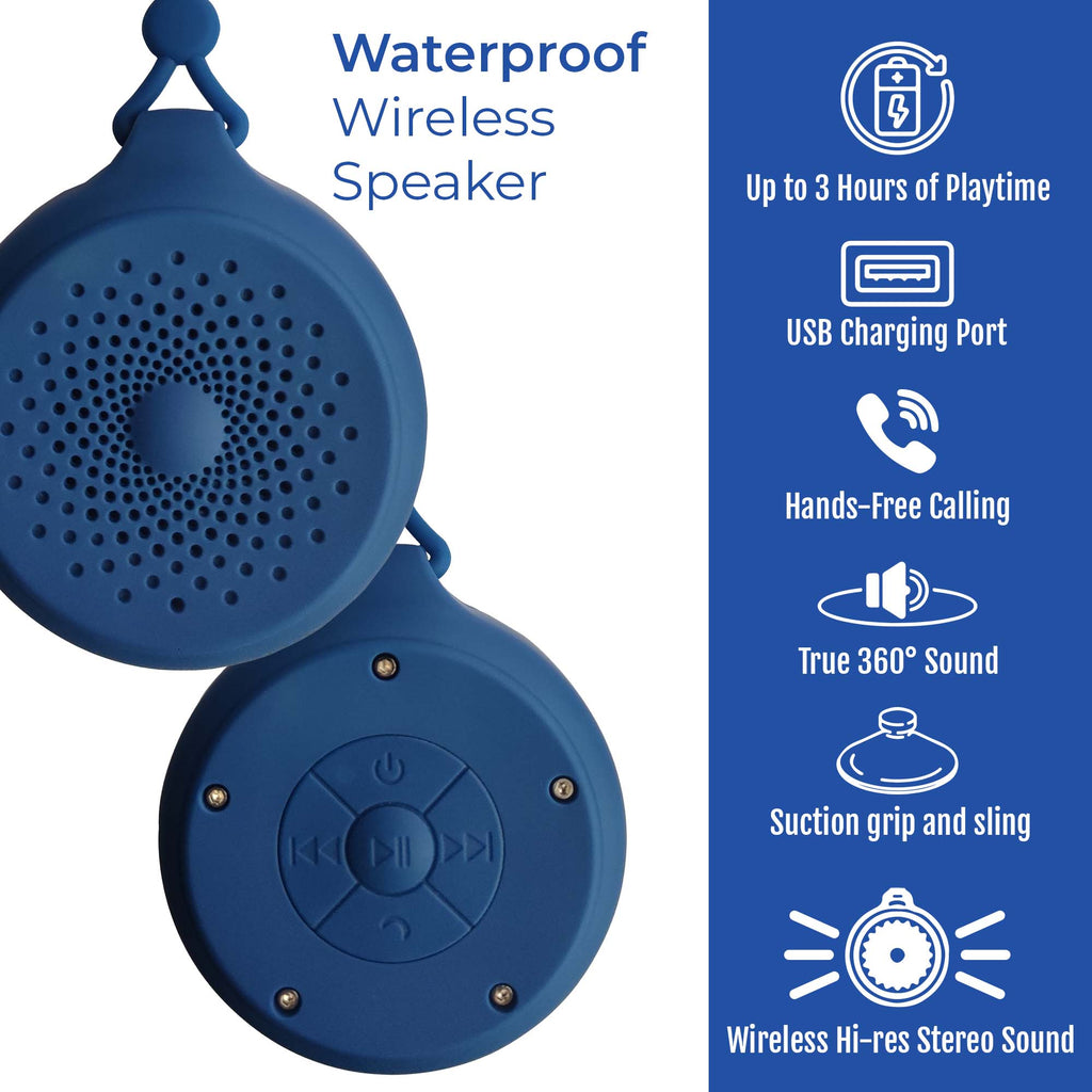 Waterproof wireless portable Bluetooth shower speaker with integrated carrying strap for outdoor use — view 2