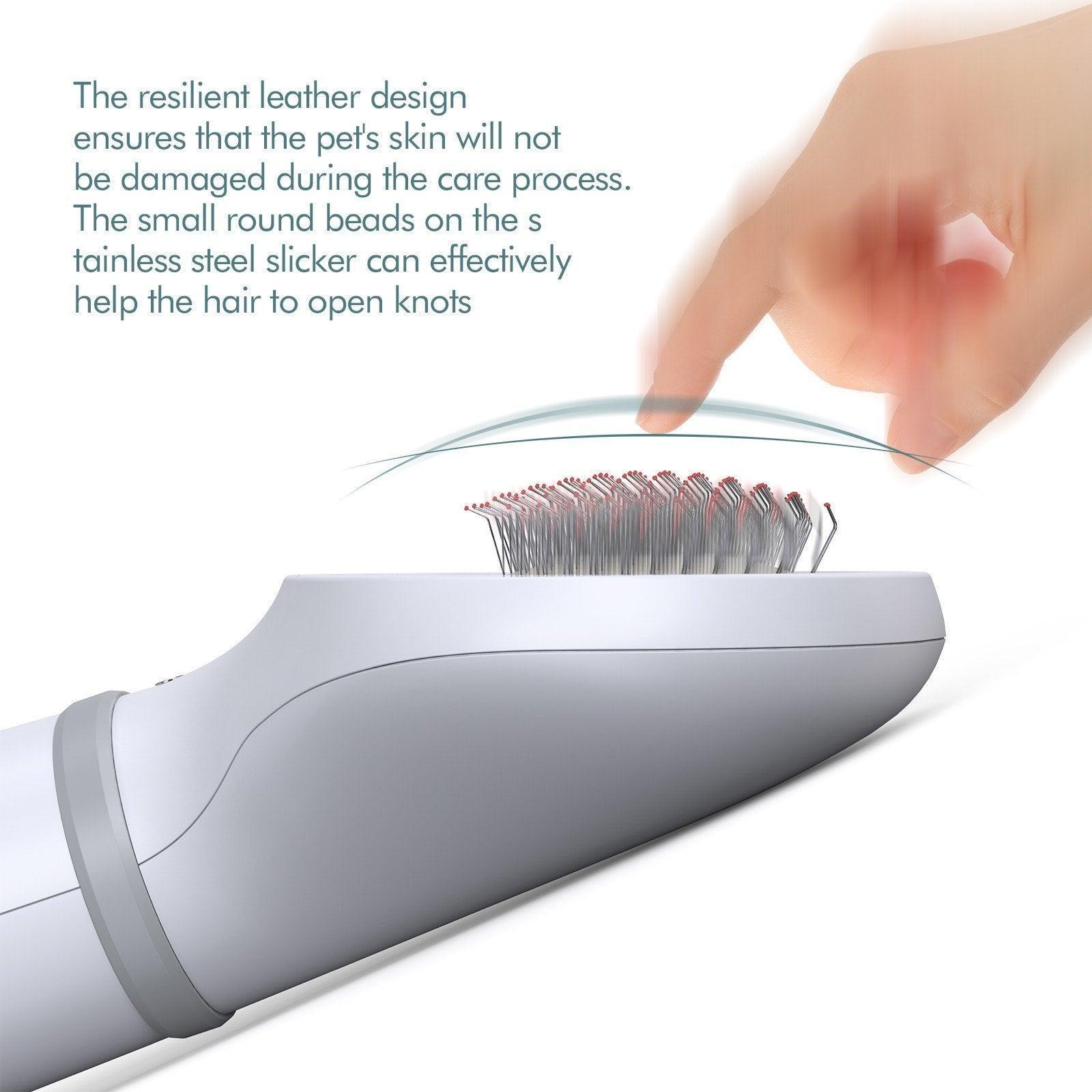 2-in-1 pet hair dryer and green slicker brush with stainless steel bristles for dog grooming — view 5