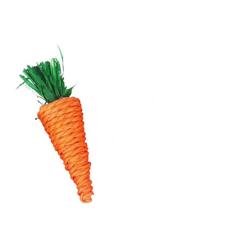 Natural woven carrot hamster toy made of eco-friendly loofah for small pet dental health — view 2