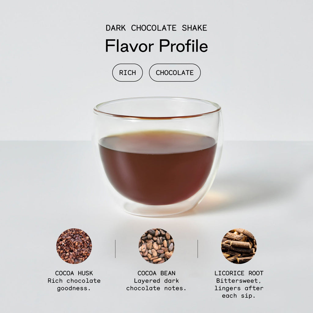 Organic dark chocolate shake herbal tea loose leaf blend featuring rich cacao and natural vanilla — view 3