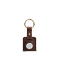 Leather AirTag keychain in premium full-grain leather with a sturdy metal circle carabiner