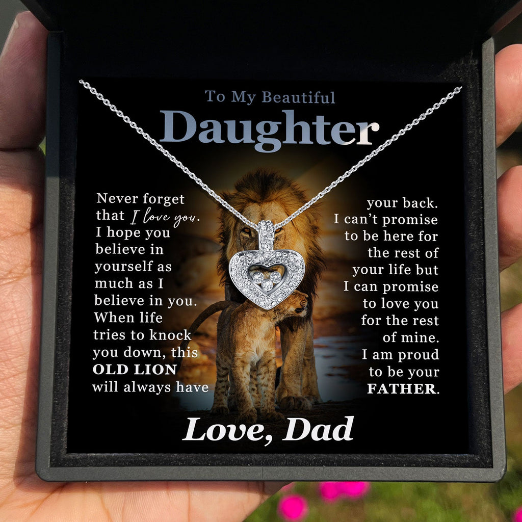 TRYNDI™ To My Beautiful Daughter Floating Heart Necklace With Authentic Swarovski Crystals-1
