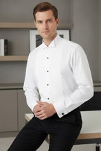 David white wingtip tuxedo shirt with vertical pleats, French cuffs, and pure broadcloth cotton fabric — view 5