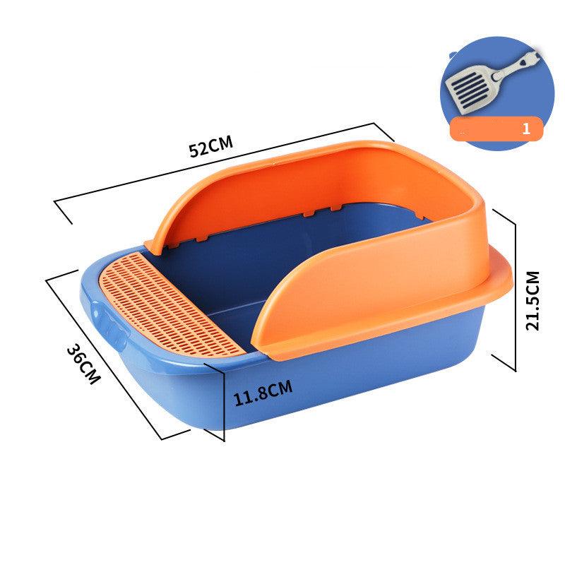 Large blue enclosed cat litter box made of durable plastic with a semi-enclosed entry — view 4