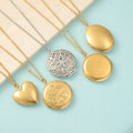 Heart shaped stainless steel mirror necklace with DIY photo frame locket on a neutral background