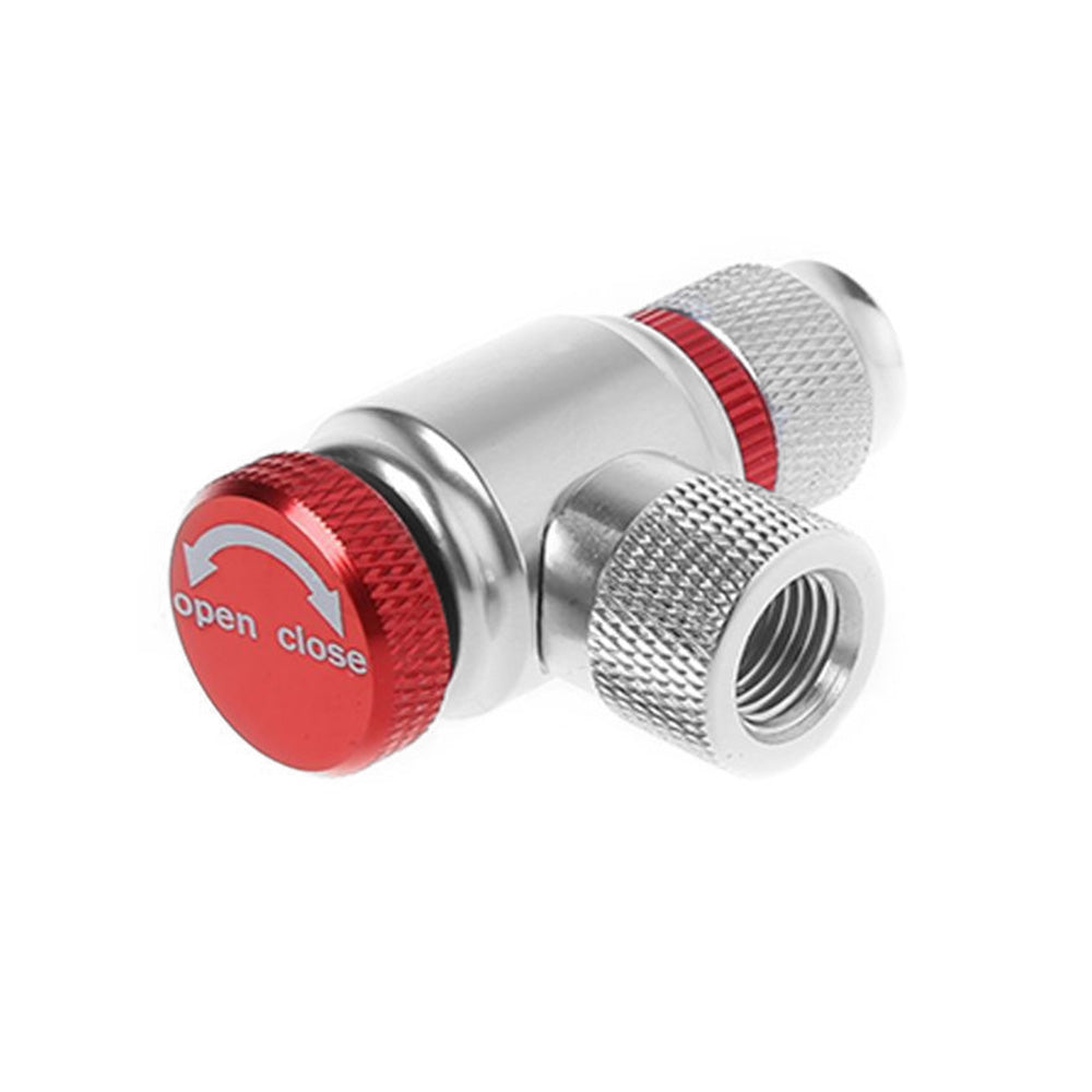 Compact CO2 inflator adapter for bicycle tires black aluminum alloy with airflow control knob — view 2