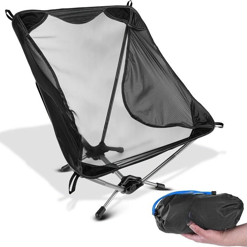 Two black flannel folding aluminum beach chairs with oil-rubbed finish for outdoor camping and travel — view 3