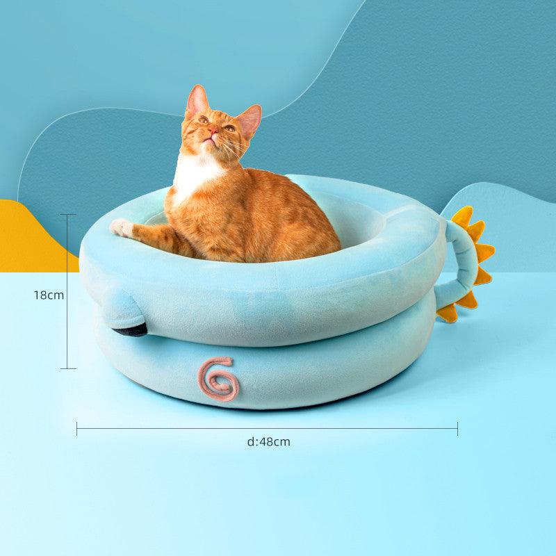 Winter cozy cat and dog bed in neutral cloth with high elastic memory foam sponge. — view 3
