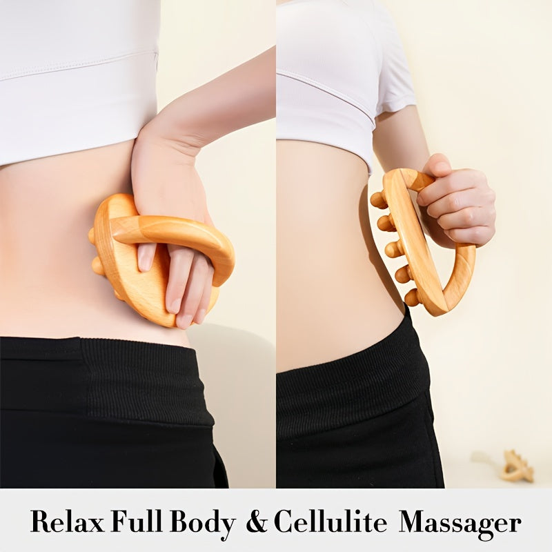 Two brown carbonized solid wood 12-bead Gua Sha massage sticks for full body myofascial release — view 5