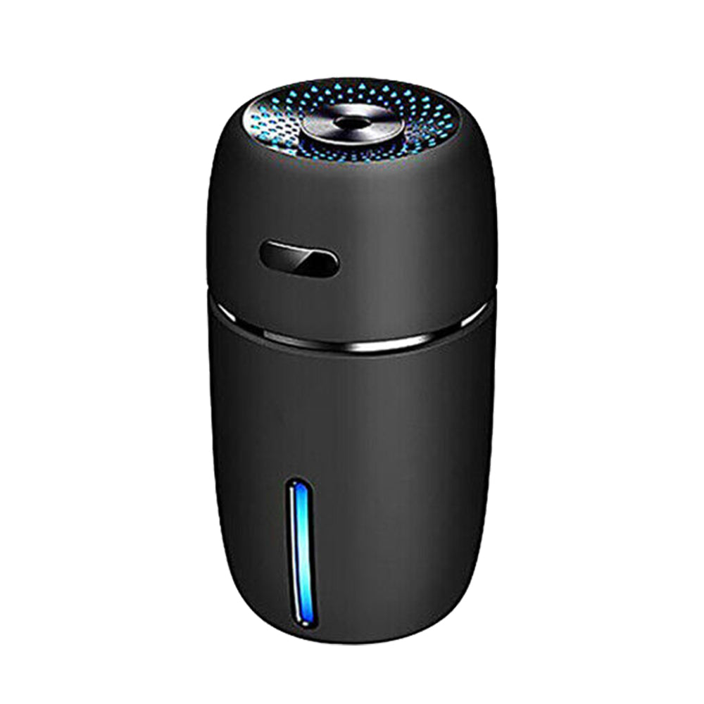 Black portable mini USB car humidifier mist sprayer with LED light and power cable