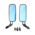 Matte black aluminum motorcycle mirrors with smoke blue anti-glare tinted glass for cafe racers