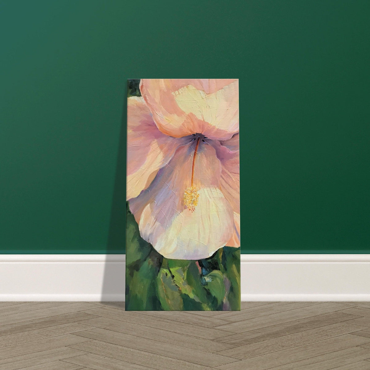 'Pink Hibiscus' Floral I 16x32 inch Art Print on Canvas I Original Artwork by American Artist Barbara Cleary | Barbara Cleary Designs-3
