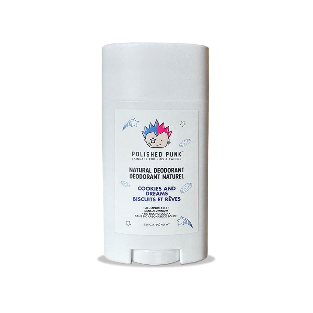 Natural deodorant stick for kids and tweens in cookies and dreams scent by Polished Punk — view 2