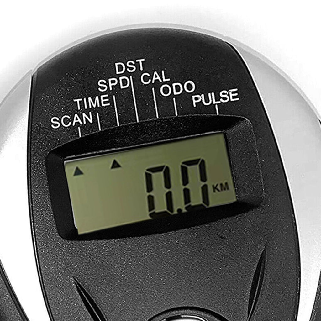 Black plastic replacement exercise bike monitor speedometer with digital display and connection cables. — view 5
